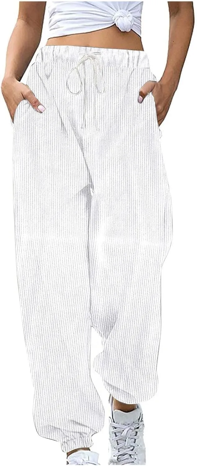 Plus Size Joggers Pants for Women Soft Lounge Sweatpants Casual Loose Comfy Pajama Drawstring Pant with Pocket