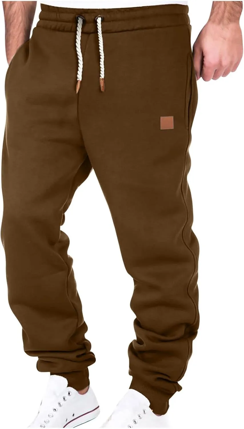 Plus Size Pants Mens Sports Workout Sweatpants Hiking Comfy Pants Belted Foot Drawstring Pants Fashion Fall Pants