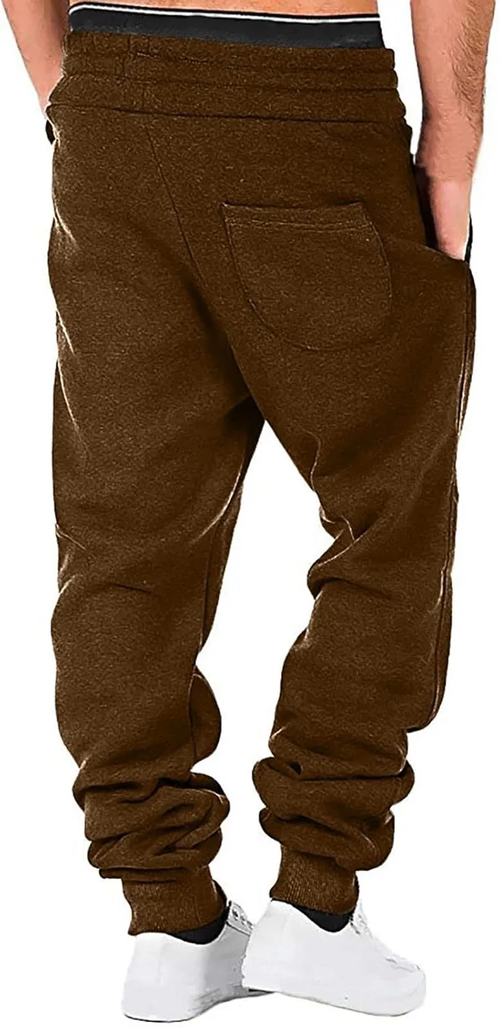 Plus Size Pants Mens Sports Workout Sweatpants Hiking Comfy Pants Belted Foot Drawstring Pants Fashion Fall Pants