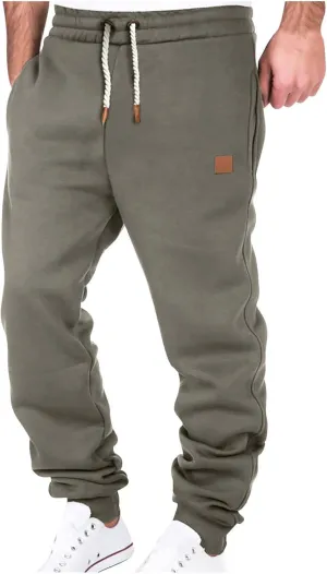 Plus Size Pants Mens Sports Workout Sweatpants Hiking Comfy Pants Belted Foot Drawstring Pants Fashion Fall Pants