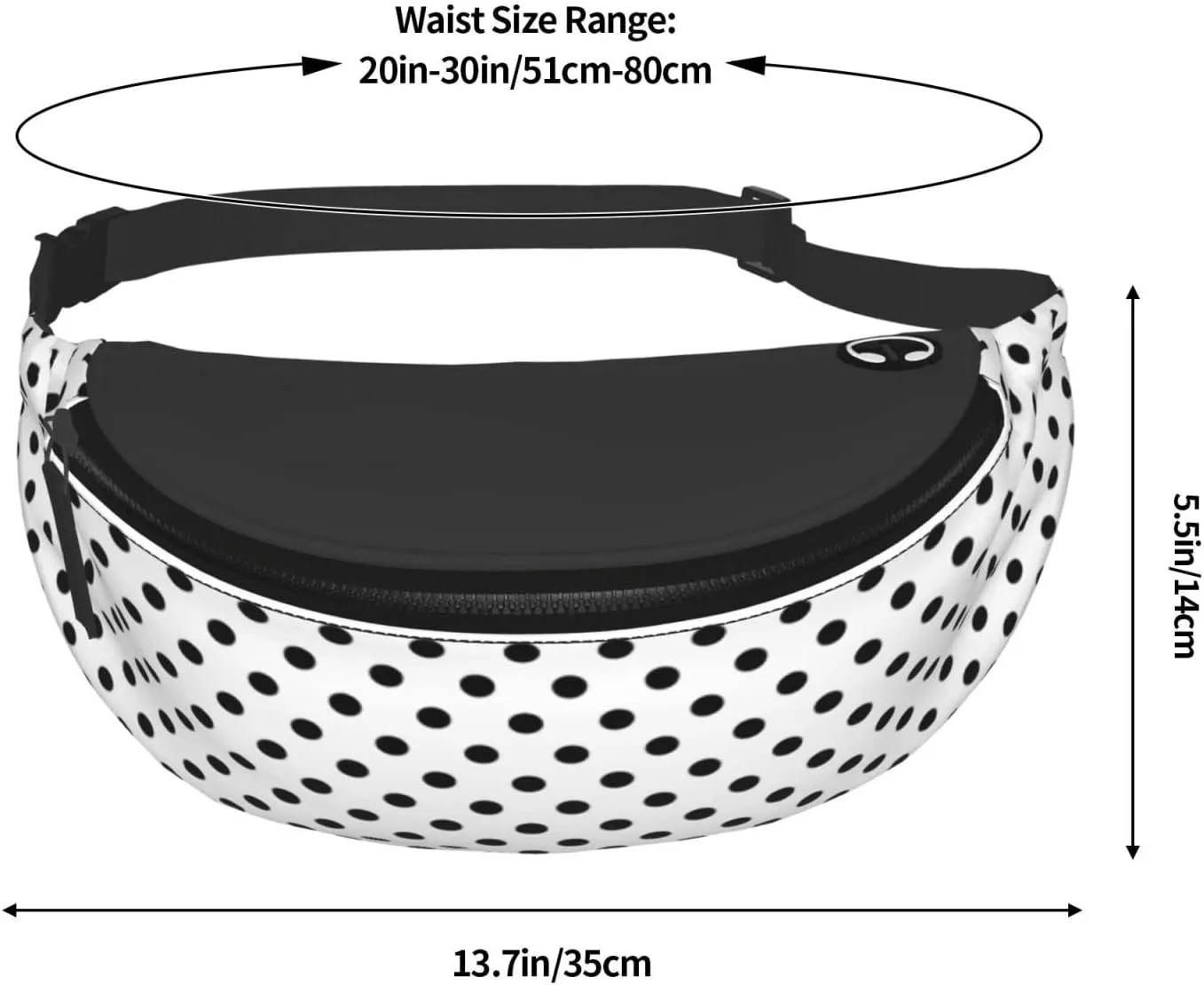 Polka Dots Fanny Waist Bag Pack Casual Chest Bag Waist Packs Everywhere Belt Bag Sling Bag for Women Men