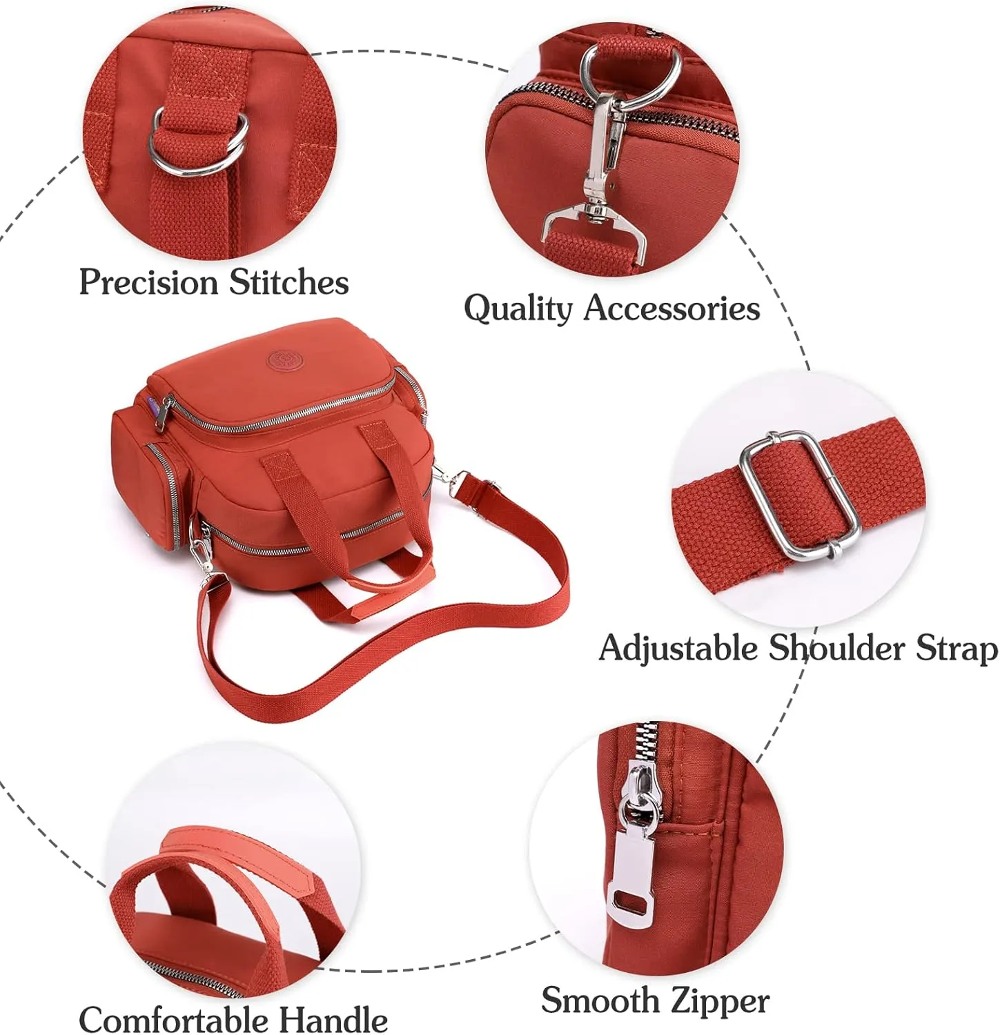 PORRASSO Women Backpack Fashion Shoulder Bag Multifunctional Daypack with USB Charging Port Handbag Nylon Crossbody Bag for Work Travel Dating Light Blue