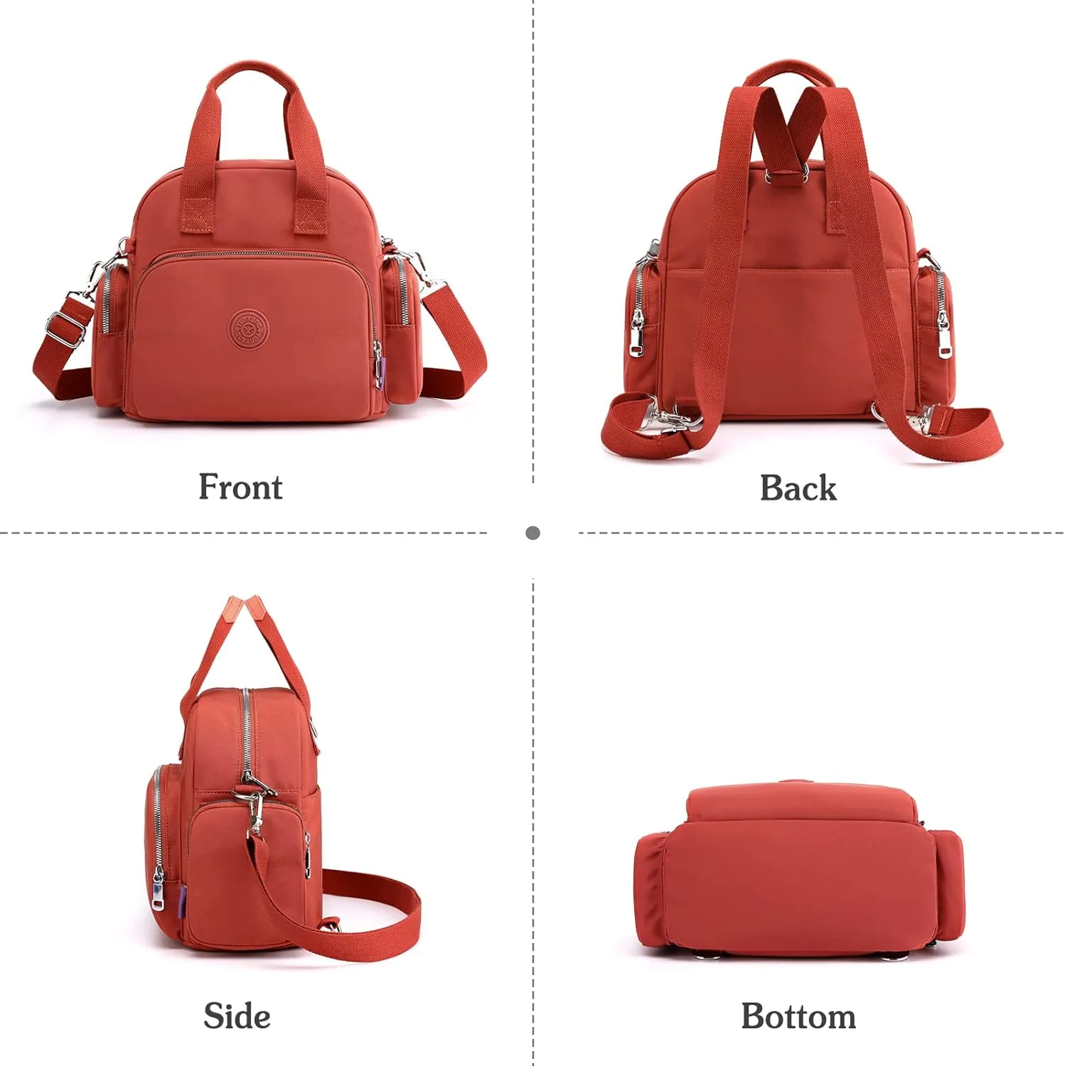 PORRASSO Women Backpack Fashion Shoulder Bag Multifunctional Daypack with USB Charging Port Handbag Nylon Crossbody Bag for Work Travel Dating Light Blue