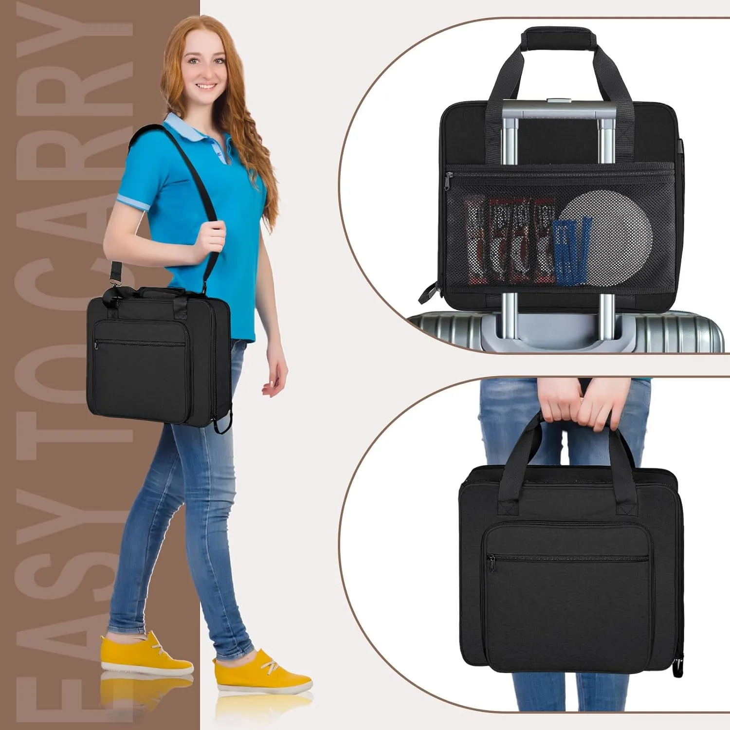 Portable Carrying Coffee Maker Travel Bag Match for Keurig K-Mini or K-Mini Plus, Single Serve Coffee Machine Travel Bag with Padded Shoulder Straps Includes Multiple Storage Bags, Black