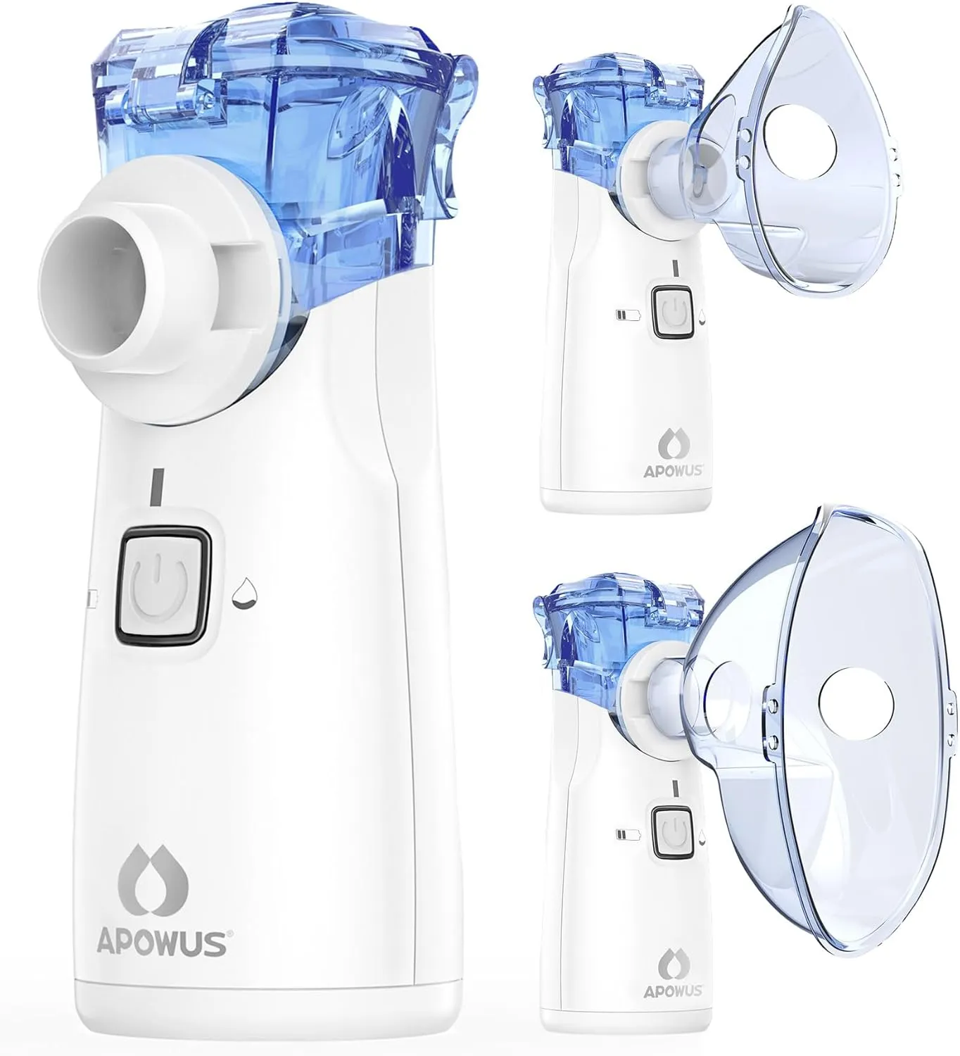 Portable Nebulizer - Nebulizer for Adults and Kids, Nebulizer Machine for Adults and Kids with 3 Nebulizer Masks and Adjustable Nebulization Rate, Handheld and Easy to Use-White Blue