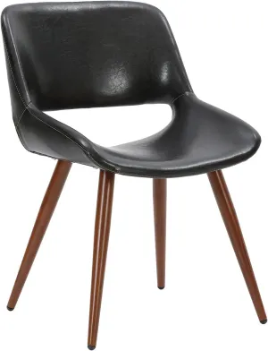 Porthos Home Shane Armless Mid-Century Dining Chair, Water and Stain Resistant Faux Leather Upholstery, Metal Legs with Wood Finish