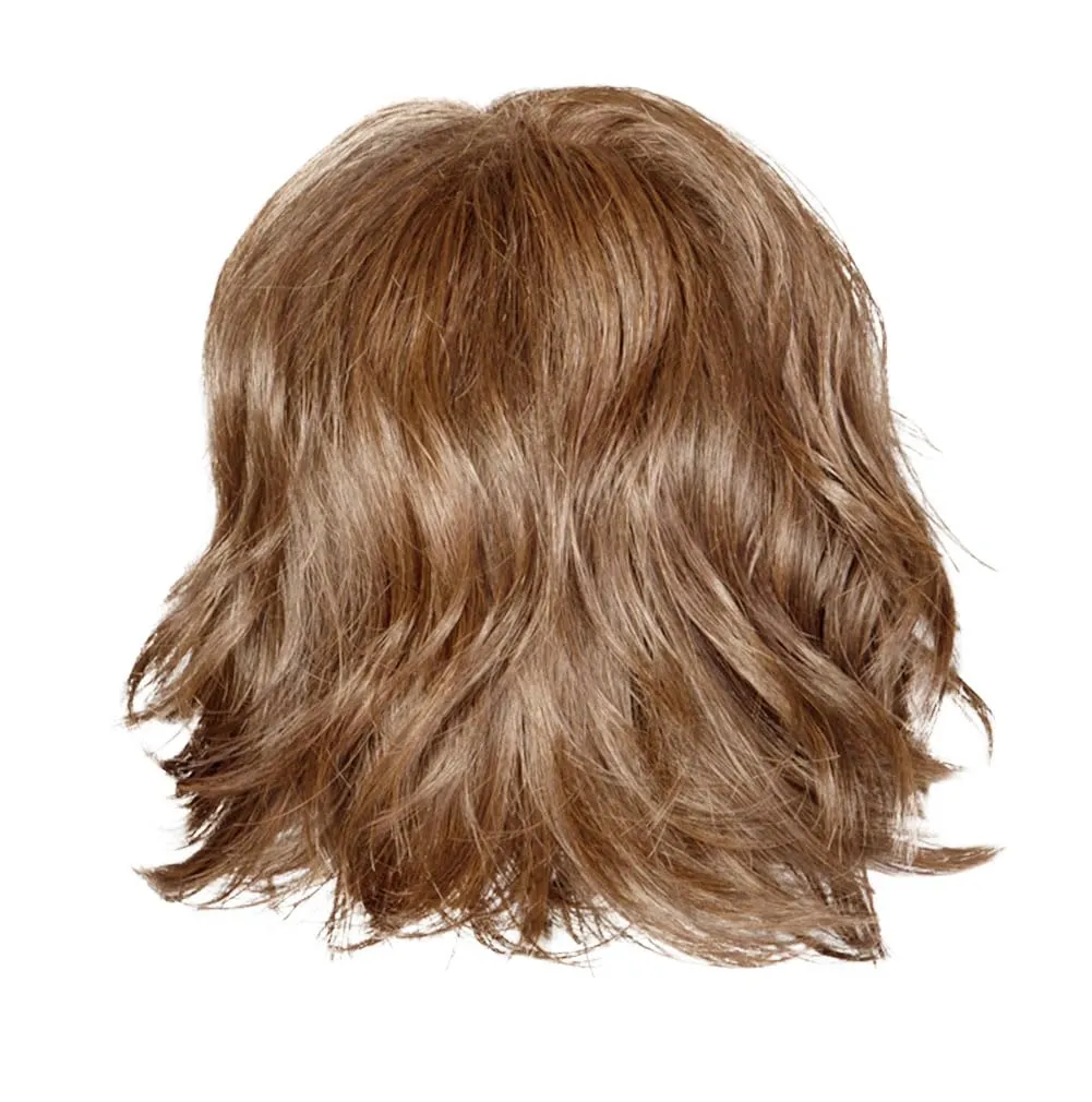 Positivity Wig With Chin-Length Tousled Undone Bob Wth Soft Youthful Bangs, Average Cap, Brown Grey