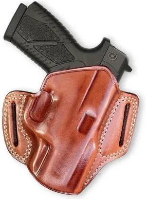 Premium The Ultimate Leather OWB Pancake Holster Open Top Fits Bersa TPRC Compact 9mm 3.25" Barrel, Right Hand Draw, Brown Color #1643#