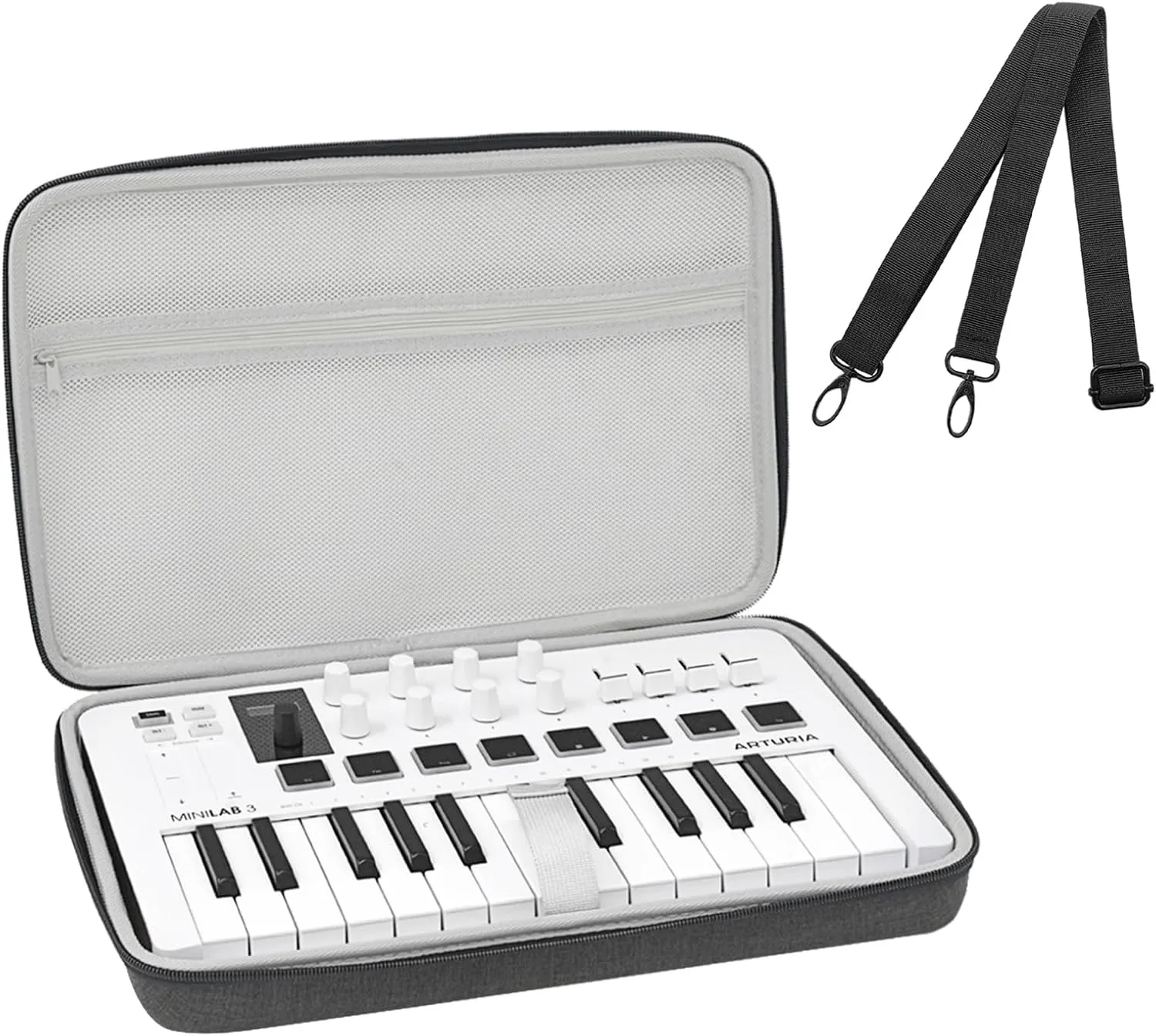 Premium Velvet HardShell Case Compatible with Arturia MiniLab 3 case MiniLab MkII 25 Slim-Keyboard Controller cover Arturia Midi Controller Synthesizer case(Grey)