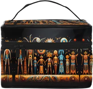 Primitive Totem Women's travel cosmetic bag, (9x6.5x6.2 inches) portable large capacity cosmetic bag, large cosmetic bag storage bag for girls