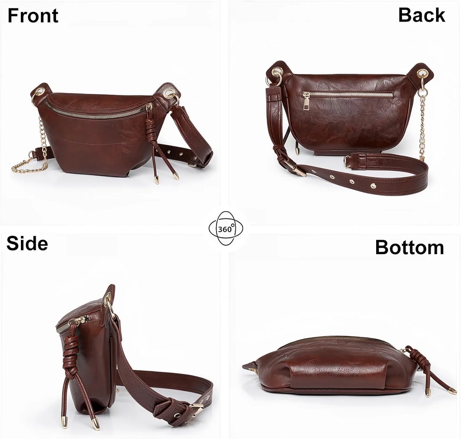PU Leather Fanny Pack Crossbody Sling Bag for Women - Trendy Belt Bag with Adjustable Strap, Lightweight for Travel Daily Use (Coffee)