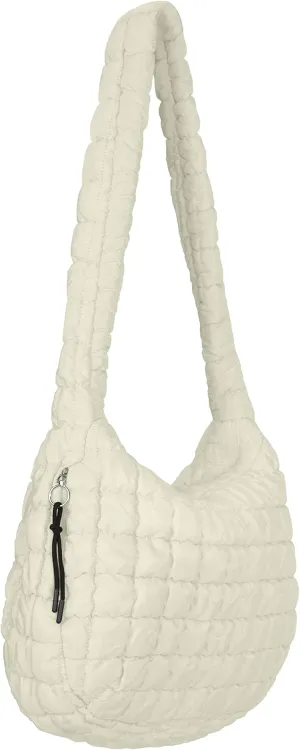 Puffer Tote Bag for Women, Large Puffy Quilted Crossbody Purse with Zipper Lightweight Shoulder Bag Handbag