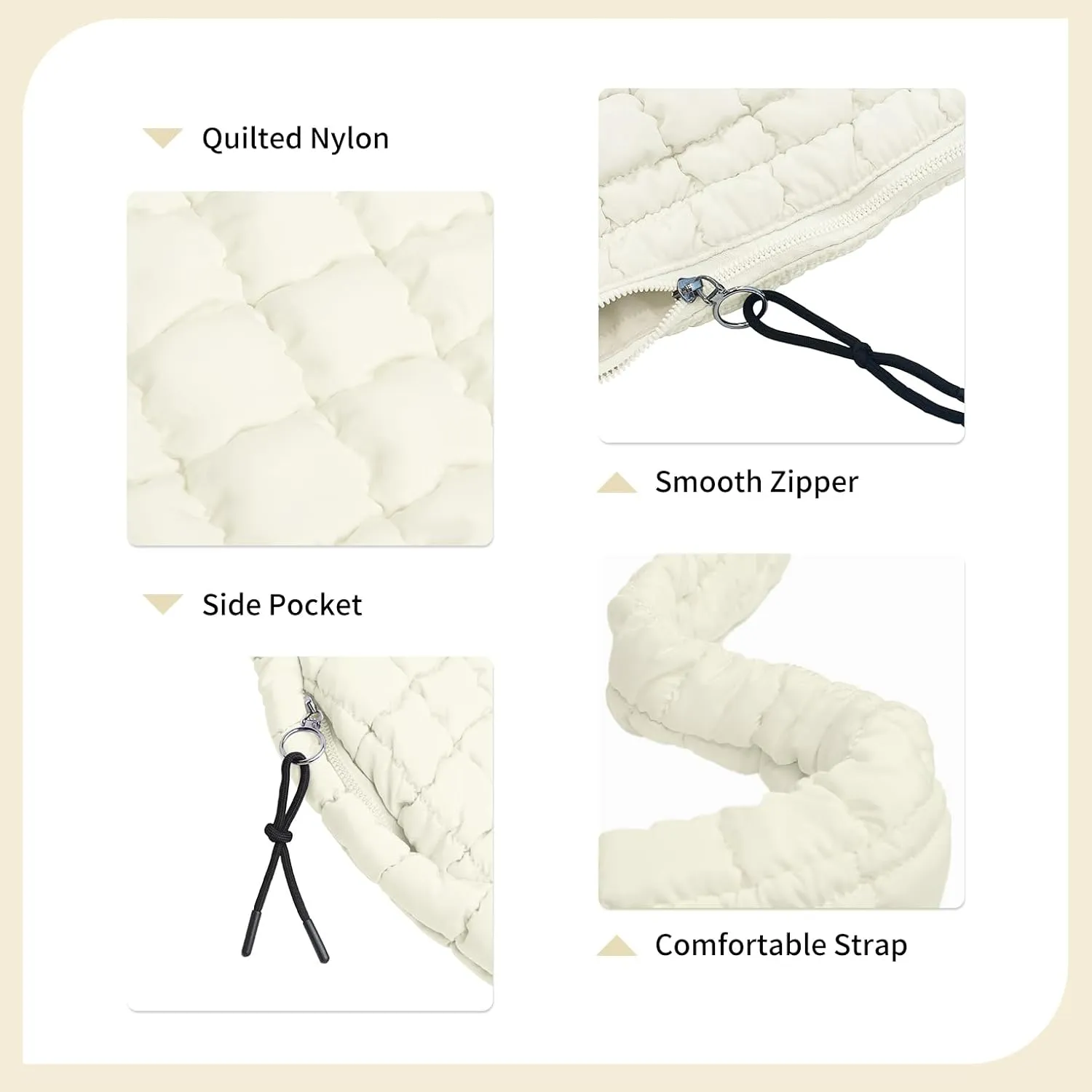 Puffer Tote Bag for Women, Large Puffy Quilted Crossbody Purse with Zipper Lightweight Shoulder Bag Handbag