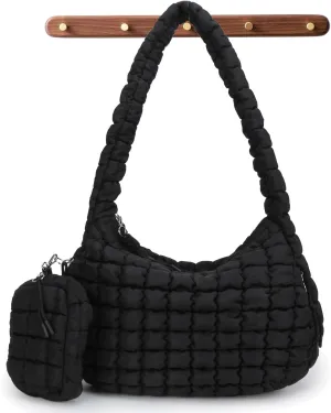 Puffer Tote Bag for Women Quilted Tote Bag Large Crossbody Bag Puffy Bag Lightweight Carryall Bag for Women