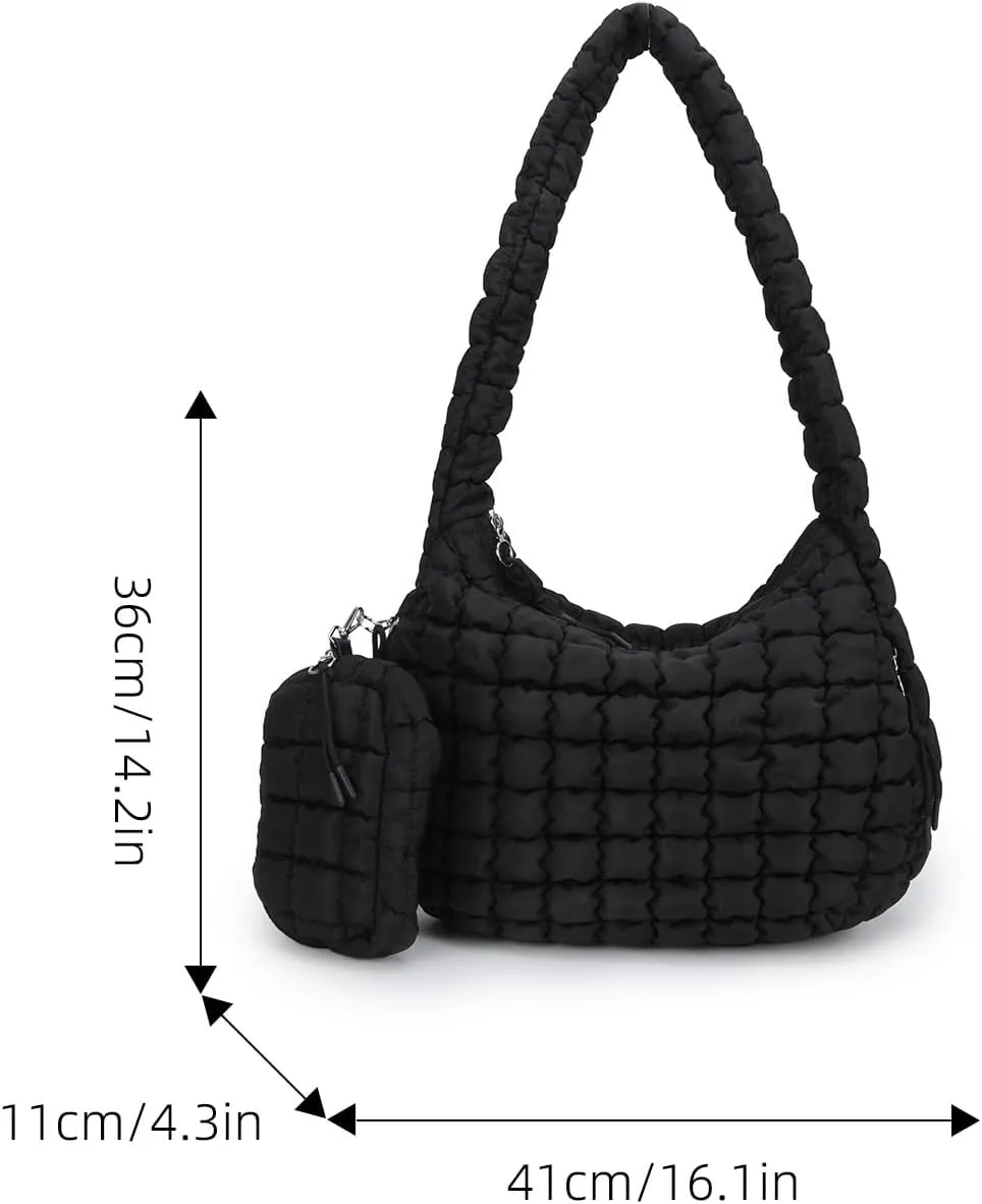 Puffer Tote Bag for Women Quilted Tote Bag Large Crossbody Bag Puffy Bag Lightweight Carryall Bag for Women