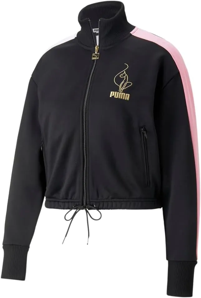 PUMA Womens X Baby Phat T7 Crop Jacket Athletic Outerwear Casual Full Zip Drawstring - Black - Size M