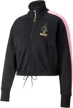 PUMA Womens X Baby Phat T7 Crop Jacket Athletic Outerwear Casual Full Zip Drawstring - Black - Size M
