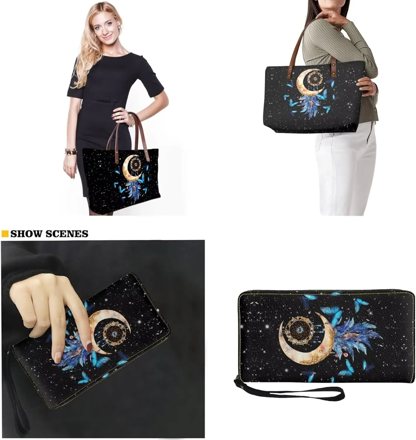 Purse and Wallet Set Large Shoulder Satchel Purse Tote Handbags with PU Wallet for Party Work Shopping Travel