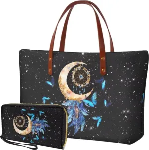 Purse and Wallet Set Large Shoulder Satchel Purse Tote Handbags with PU Wallet for Party Work Shopping Travel