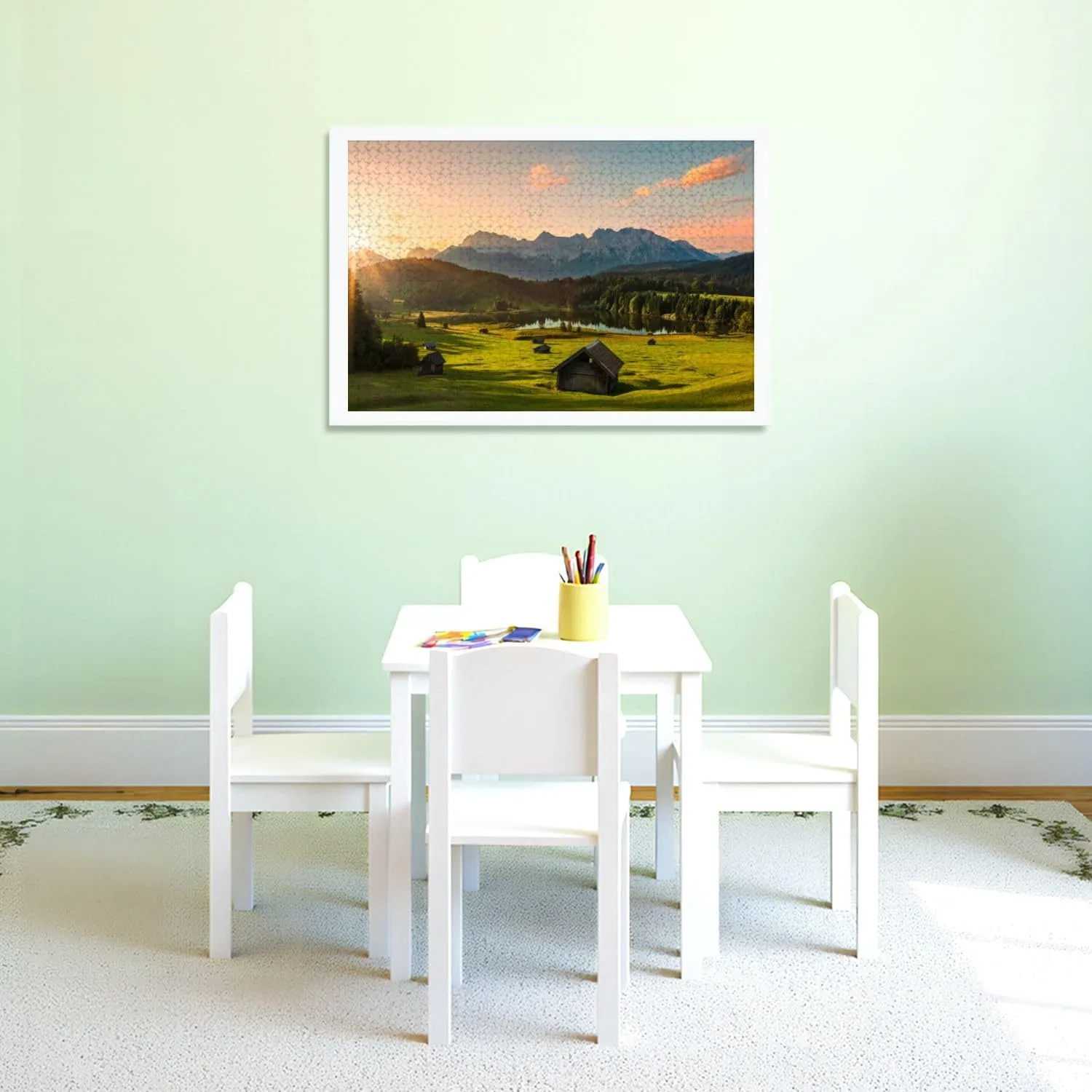 Puzzles for Adults 1000 Pieces Magic Sunrise Alpine Lake Geroldsee View to Mount Karwendel Garmisch Wooden Jigsaw Puzzles Challenging Fun Educational Family Games Kid Toys Art Work Gift Home Decor