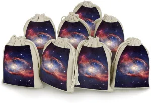 QMNRTK Universe Gala 8 PCS Muslin Bags with Drawstring Sachet Bags Empty Small Cotton Drawstring Bag Muslin Reusable & Washable Cotton Bag for Herb Spice Candy Soap Jewelry Wedding Gift Pouches
