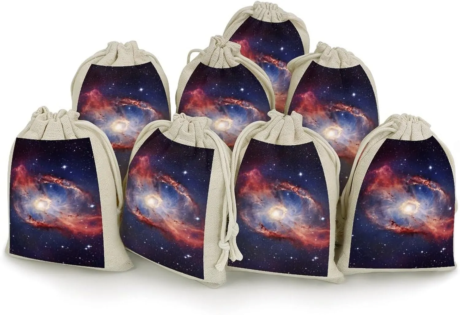 QMNRTK Universe Gala 8 PCS Muslin Bags with Drawstring Sachet Bags Empty Small Cotton Drawstring Bag Muslin Reusable & Washable Cotton Bag for Herb Spice Candy Soap Jewelry Wedding Gift Pouches