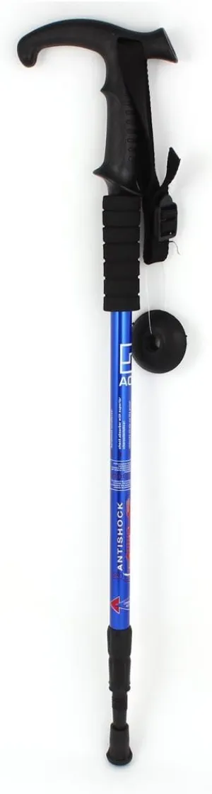 Qtqgoitem Anti-Shock Adjustable Hiking Trekking Pole 3 Sections Black Blue (Model: 769 d81 3a1 dc5 1c1)