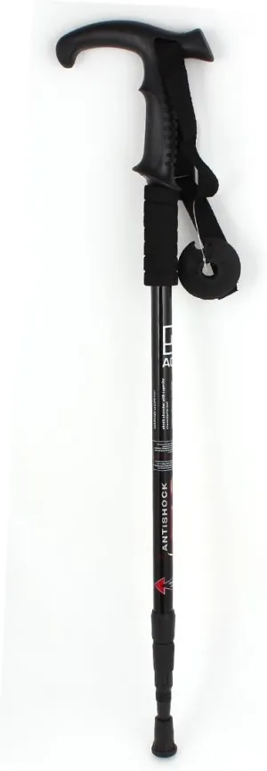 Qtqgoitem Anti-Shock Adjustable Hiking Walking Trekking Pole 3 Sections Black (Model: c0c d66 da6 c36 4bc)