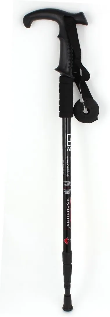 Qtqgoitem Anti-Shock Adjustable Hiking Walking Trekking Pole 3 Sections Black (Model: c0c d66 da6 c36 4bc)