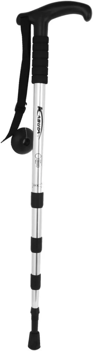 Qtqgoitem Hiking 3 Sections Anti-shock Adjusting Trekking Pole Black Silver Tone (model: 97d e5b 1e3 e96 73e)