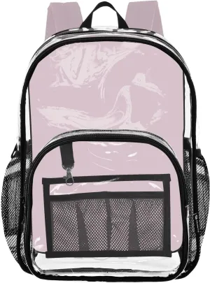 Quartz Pink Clear Backpack with Reinforced Strap Large Capacity Concert Bag for College School