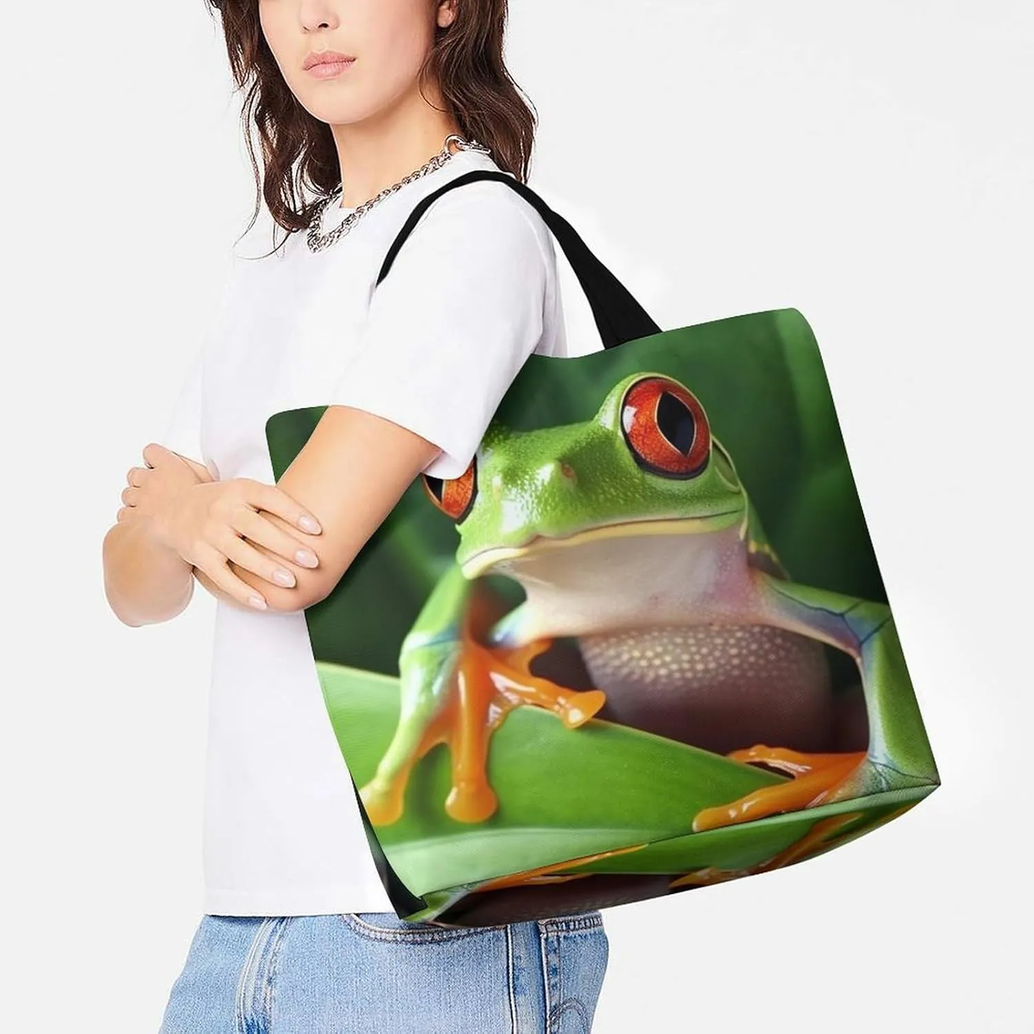 Raccoon in The Fall Tree Hole Tote Bags, Reusable Grocery Bags, Large Shopping Bag, Shoulder Bag for Women