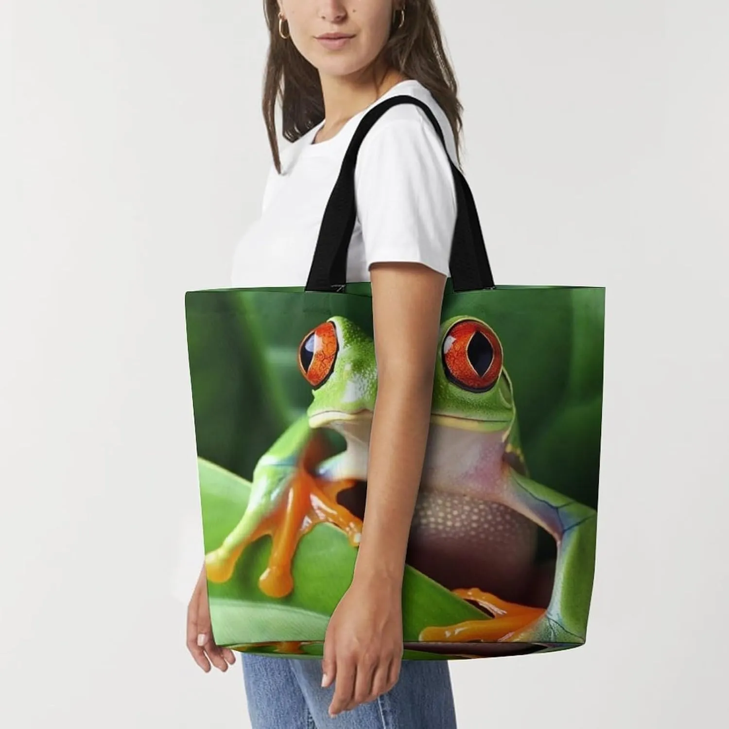 Raccoon in The Fall Tree Hole Tote Bags, Reusable Grocery Bags, Large Shopping Bag, Shoulder Bag for Women