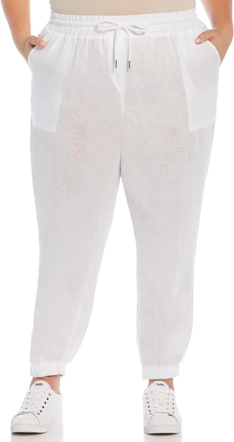 Rafaella Women's Linen Drawstring Jogger Pant