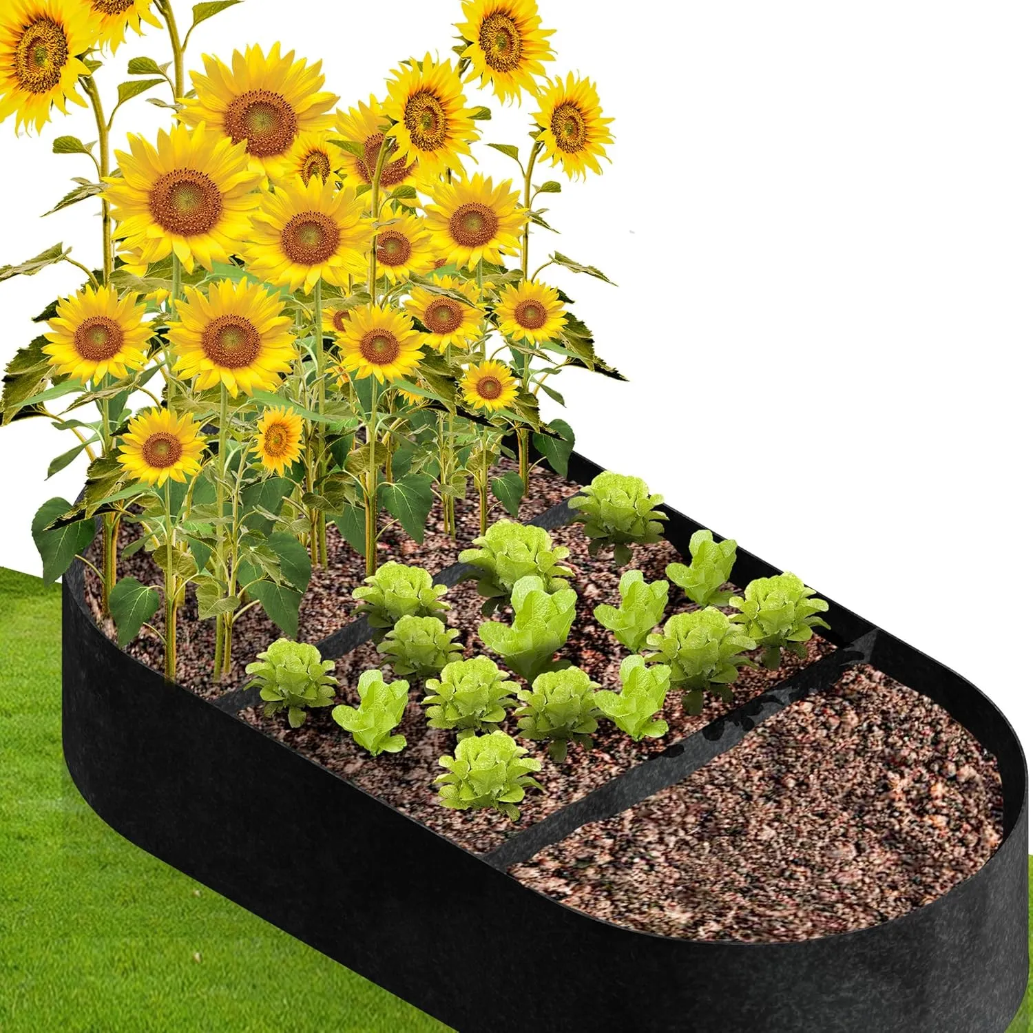 Raised Garden Beds Outdoor, 5x2.5x1ft Fabric Raised Beds for Gardening, Breathable Grow Bags for Vegetables Potatoes Flowers Herb, Oval Planter Growing Bags Raised Flower Bed Kit for Outdoor