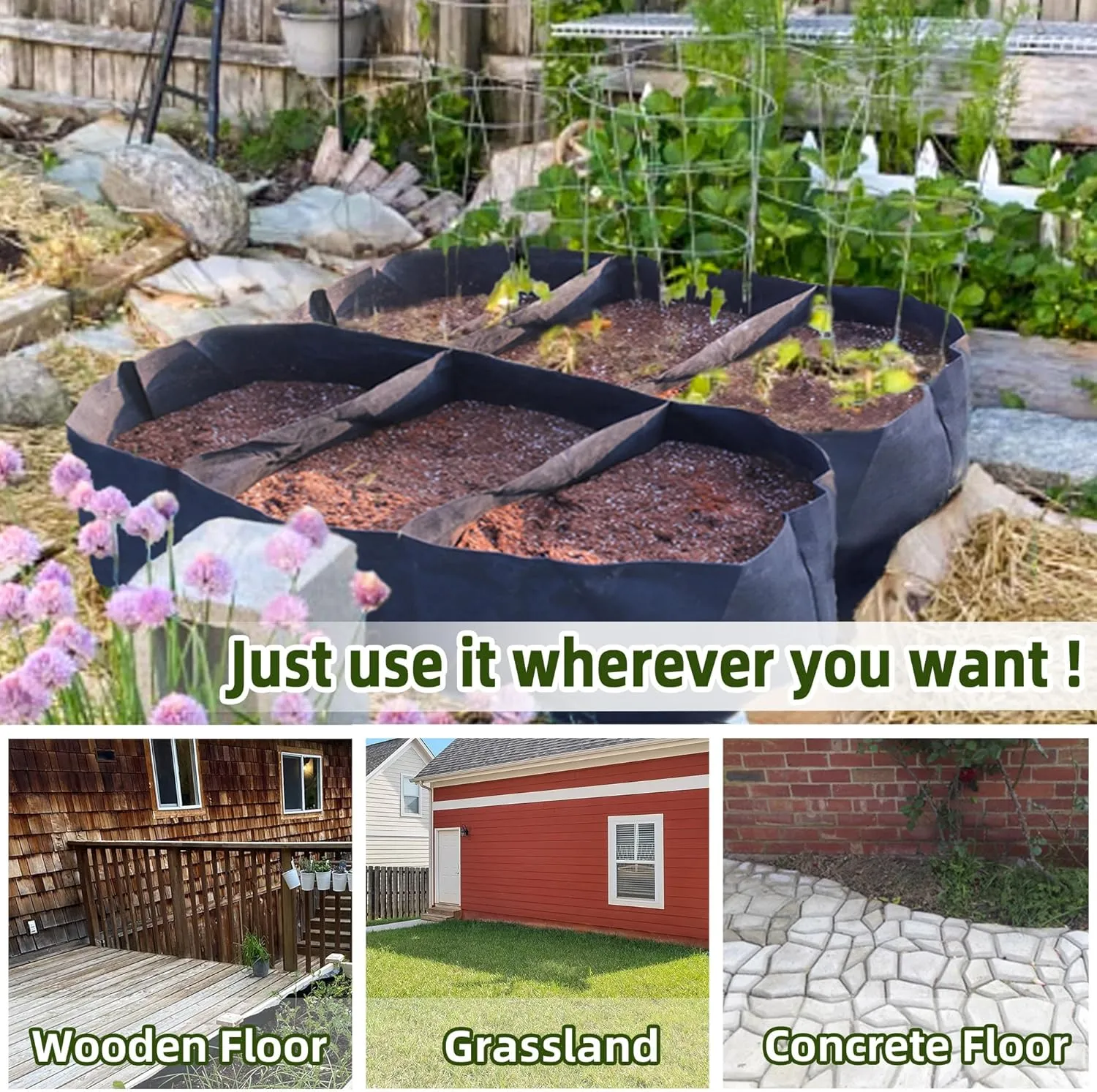 Raised Garden Beds Outdoor, 5x2.5x1ft Fabric Raised Beds for Gardening, Breathable Grow Bags for Vegetables Potatoes Flowers Herb, Oval Planter Growing Bags Raised Flower Bed Kit for Outdoor