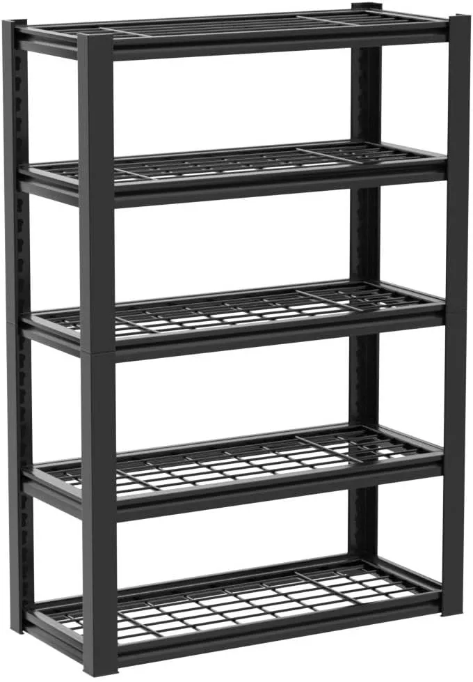 REIBII 3010LBS Storage Shelves 72" H Garage Shelving Heavy Duty Metal Shelving 5 Tier Adjustable Metal Shelves for Storage for Pantry Kitchen Basement 72" H x 35.5" W x 16" D, Black