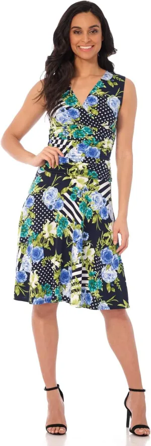 Rekucci Women's Slimming Sleeveless Fit-and-Flare Tummy Control Dress