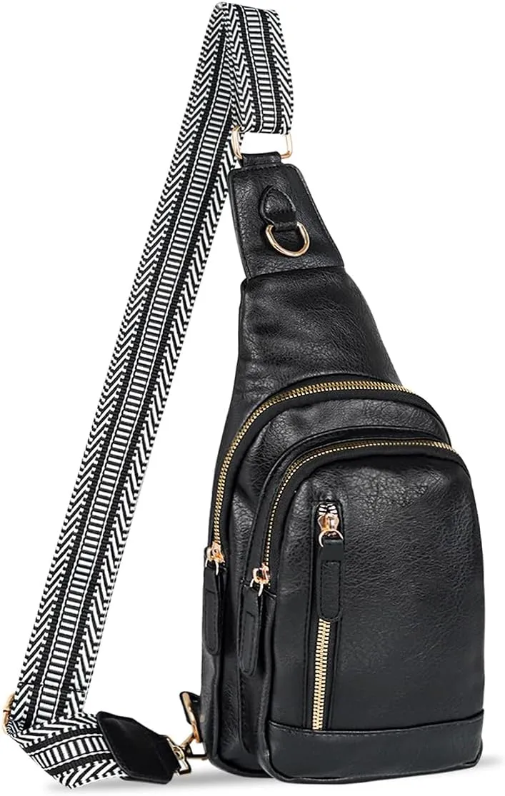 Relang Sling Bag for Women Crossbody, Leather Cross Body Fanny Packs for Women, Trendy Chest Bag for Travel and Daily Use
