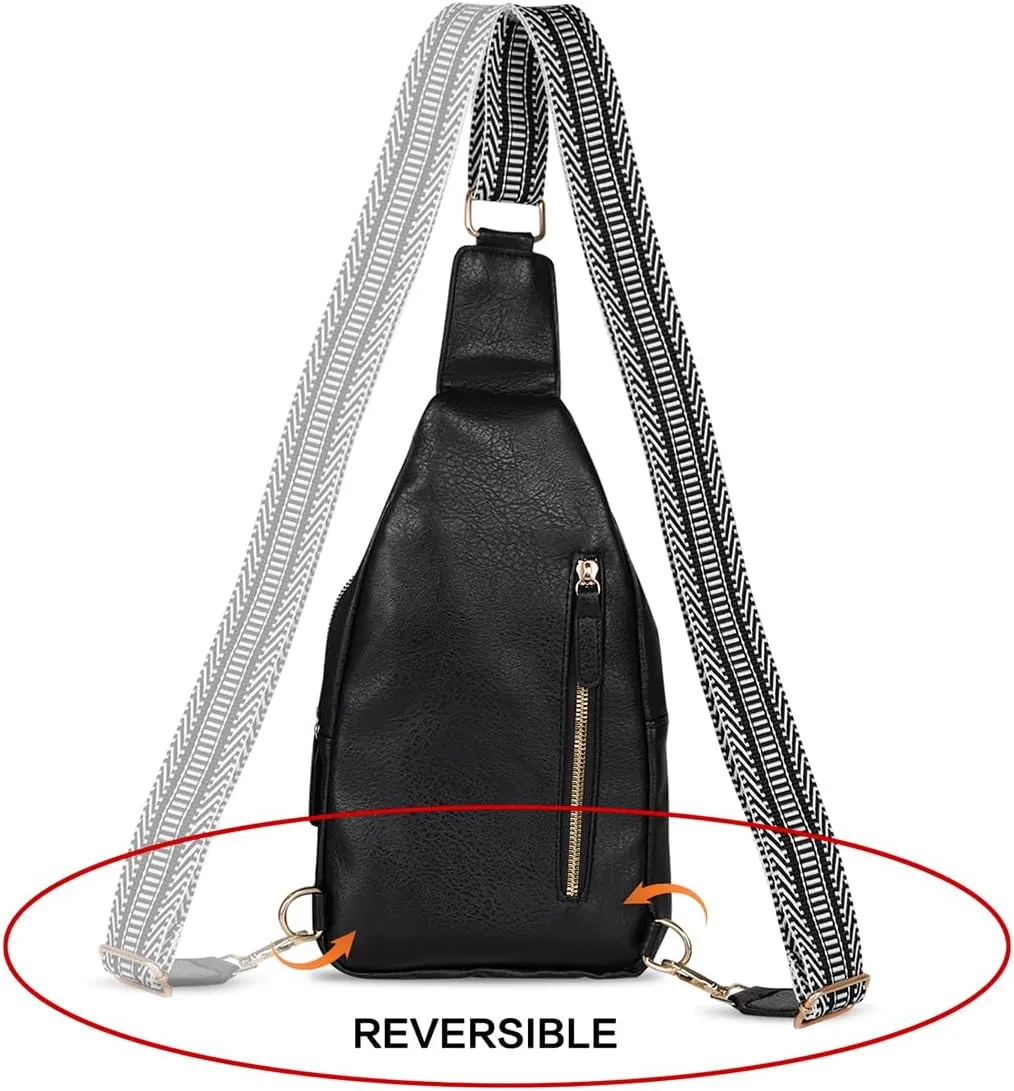 Relang Sling Bag for Women Crossbody, Leather Cross Body Fanny Packs for Women, Trendy Chest Bag for Travel and Daily Use