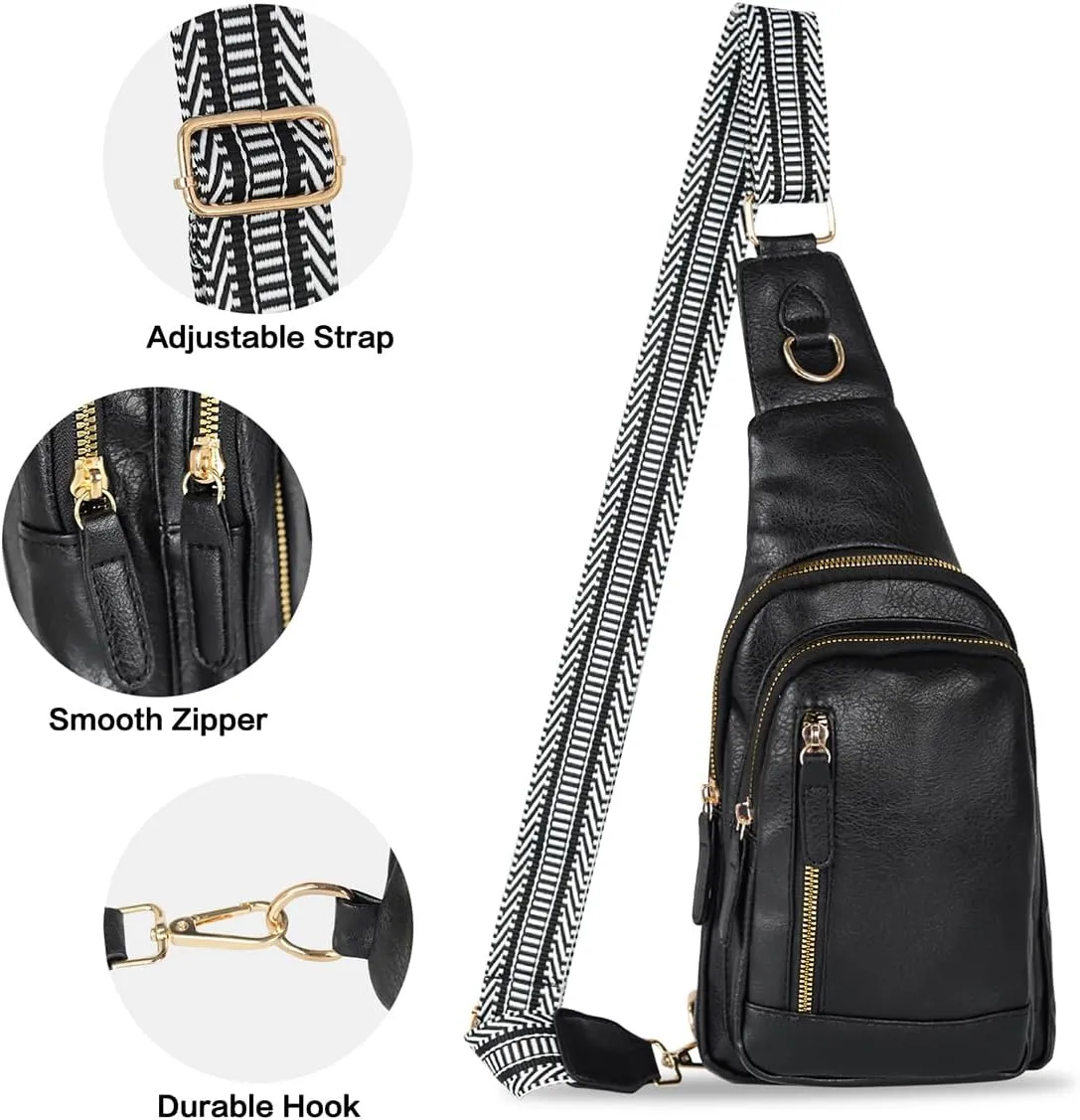Relang Sling Bag for Women Crossbody, Leather Cross Body Fanny Packs for Women, Trendy Chest Bag for Travel and Daily Use