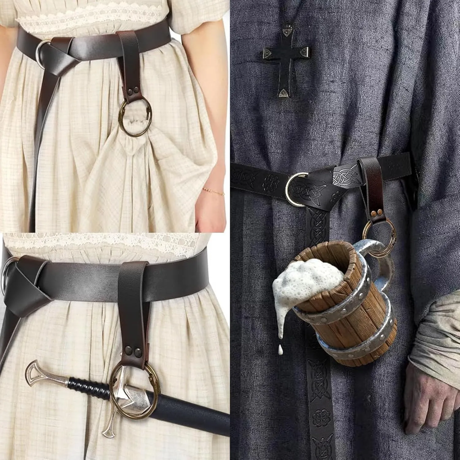Renaissance Belt Pouch Purse Viking Bracer Hook Halloween Set Medieval Festival Costume Accessory Casual Fanny Pack Waist Bag