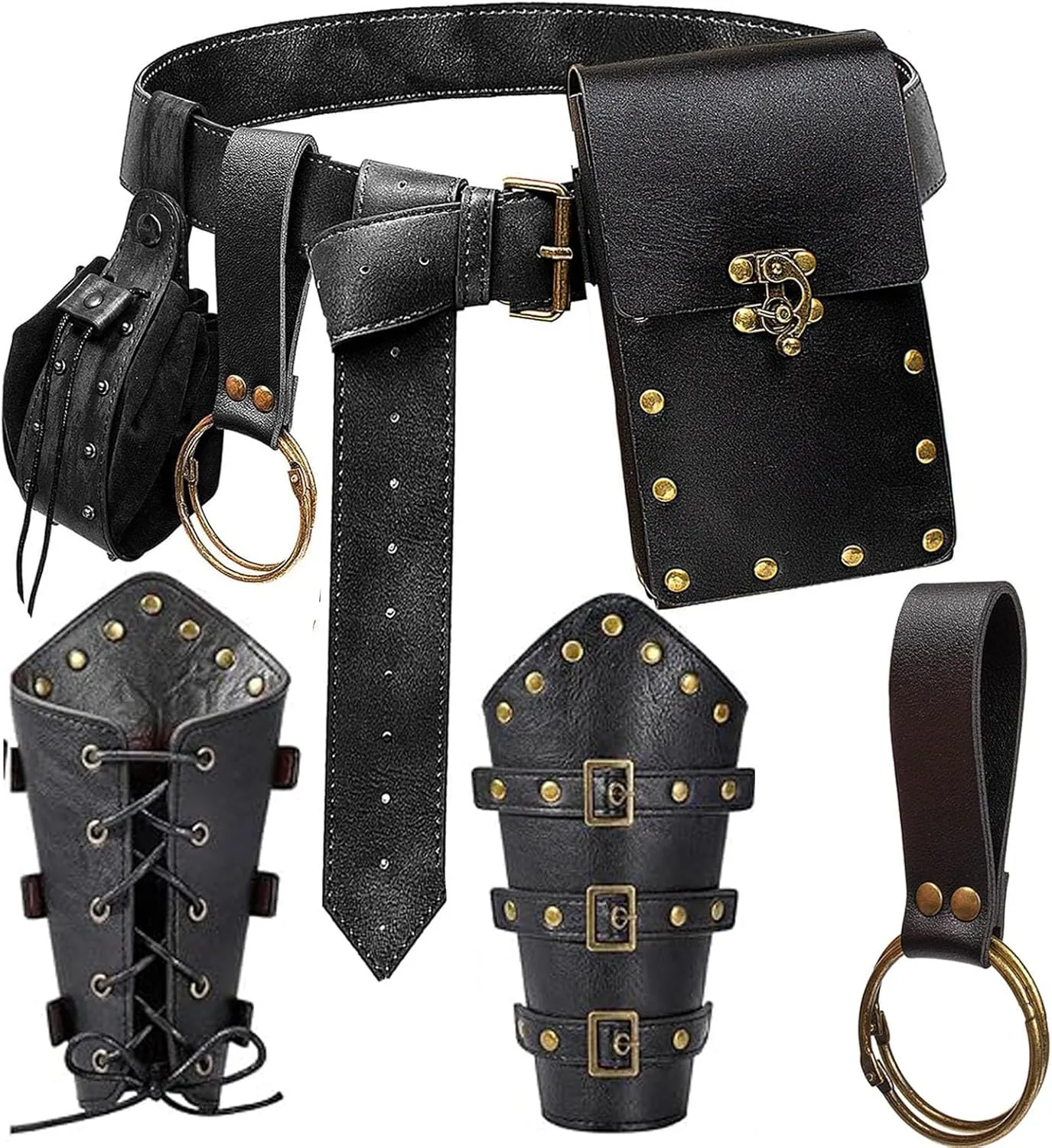 Renaissance Belt Pouch Purse Viking Bracer Hook Halloween Set Medieval Festival Costume Accessory Casual Fanny Pack Waist Bag