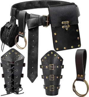 Renaissance Belt Pouch Purse Viking Bracer Hook Halloween Set Medieval Festival Costume Accessory Casual Fanny Pack Waist Bag