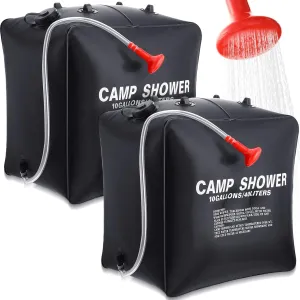 Retisee 10 Gallons/ 40L Solar Camping Showers with Hot Water Portable Camping Shower Bag with Removable Hose Nylon Ropes for Outdoor Hiking Climbing Traveling