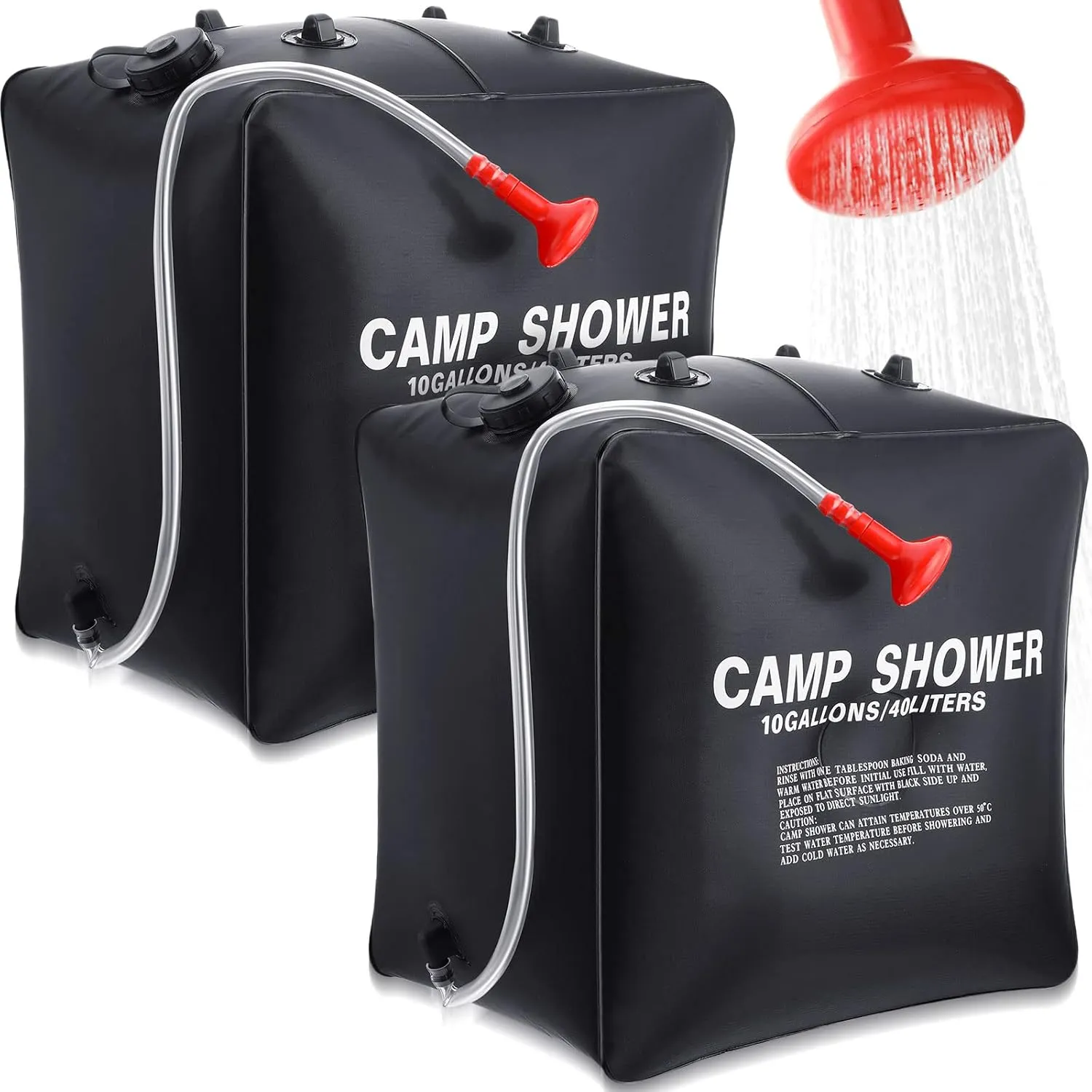 Retisee 10 Gallons/ 40L Solar Camping Showers with Hot Water Portable Camping Shower Bag with Removable Hose Nylon Ropes for Outdoor Hiking Climbing Traveling