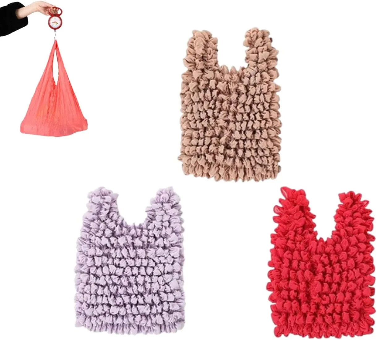 Reusable Grocery Bag -Magic Stretch Pleated Bags, Stretchable Large Tote Merchandise Bulk Bags, for Groceries(3pcs)