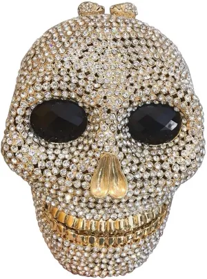 Rhinestone Purses for Women Skull Diamond Purse Crystal Shoulder Bag Evening Handbag with Chain for Party Wedding