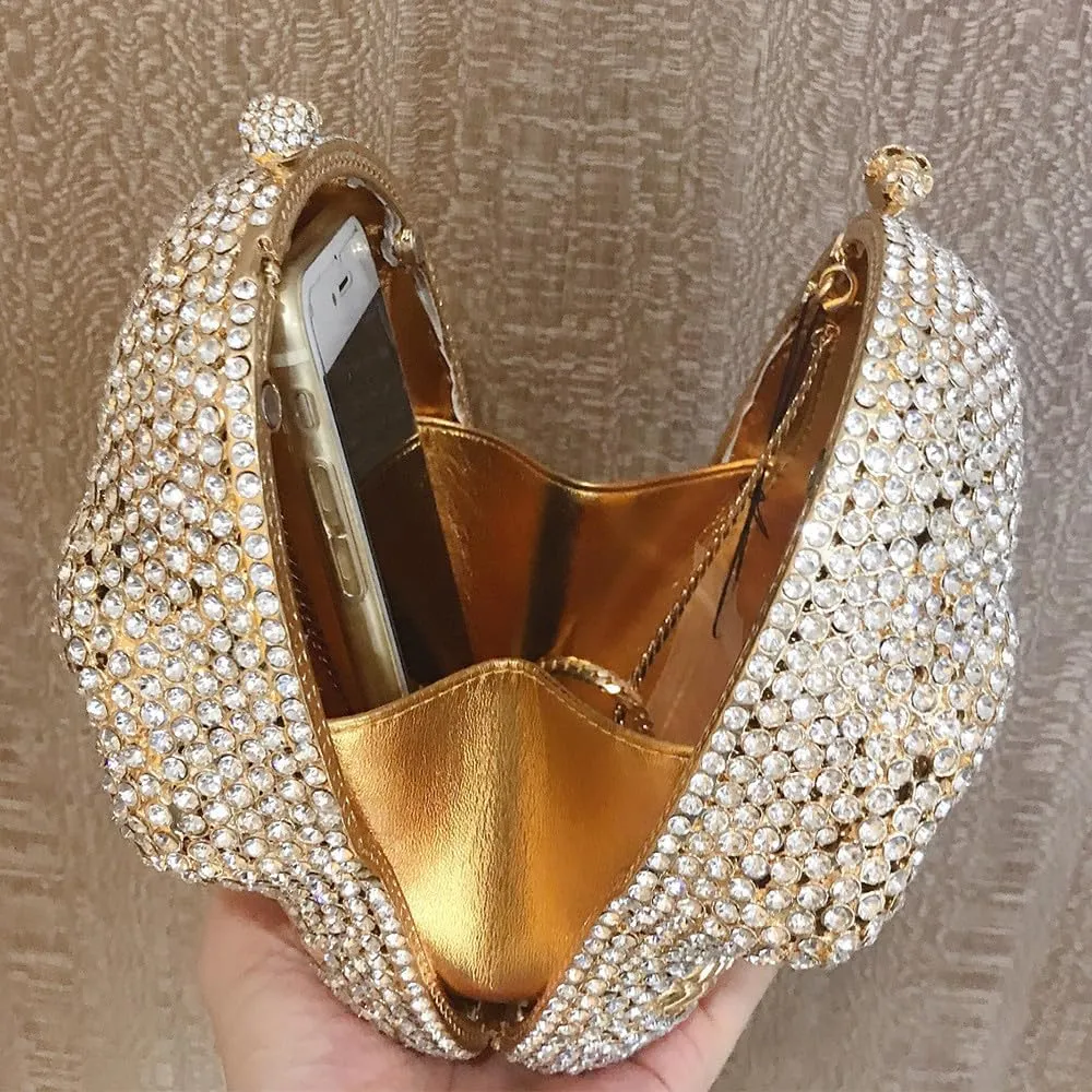 Rhinestone Purses for Women Skull Diamond Purse Crystal Shoulder Bag Evening Handbag with Chain for Party Wedding