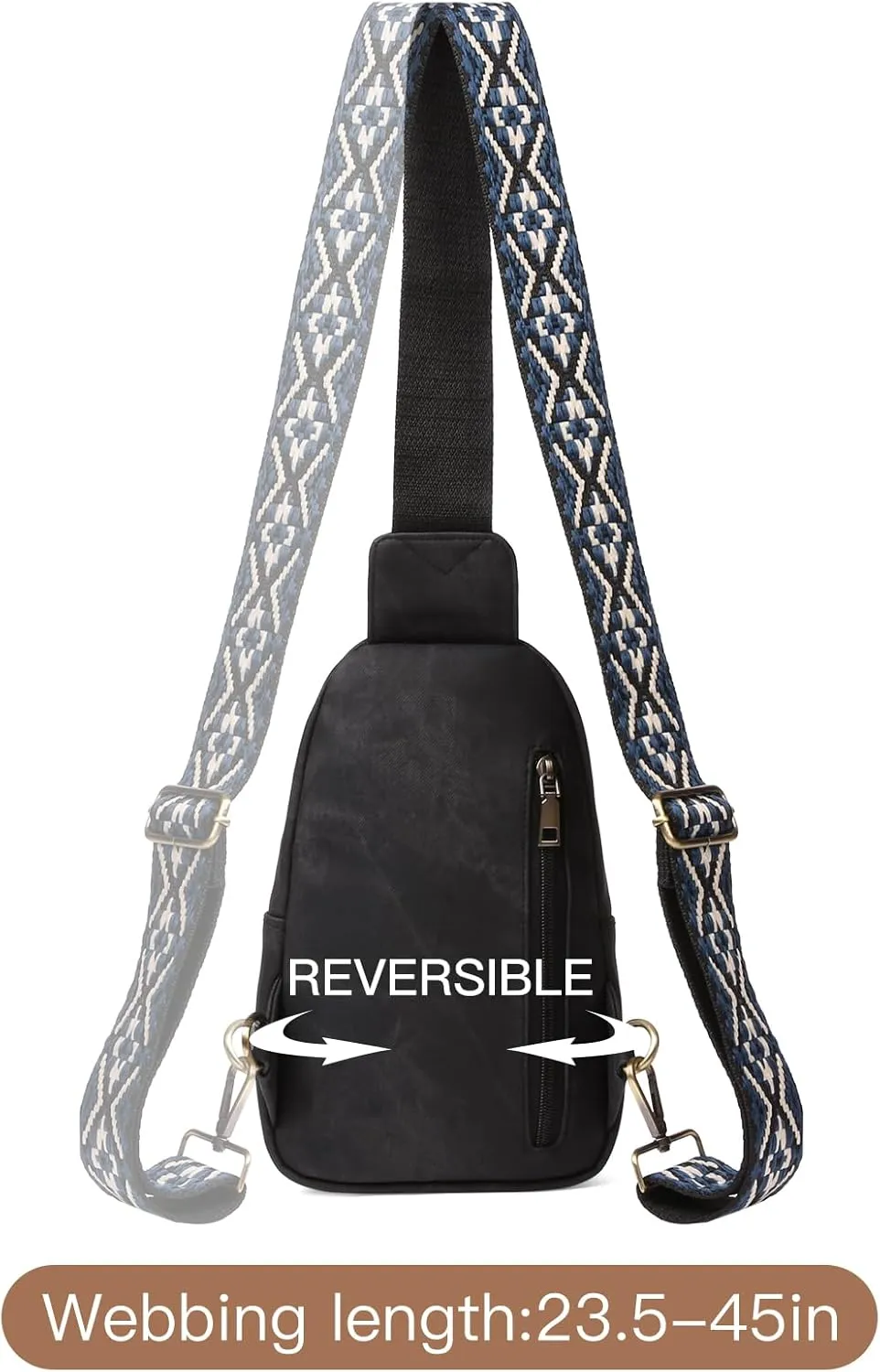 RNIRGA Small Sling Bag for Women, Leather Crossbody Bags for Women Trendy Fanny Pack Chest Bag for Travel